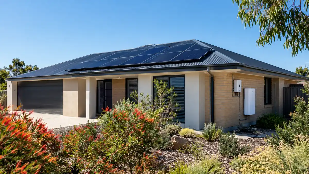 New WA solar rules 2026 - Perth home with rooftop solar panels and a wall-mounted battery